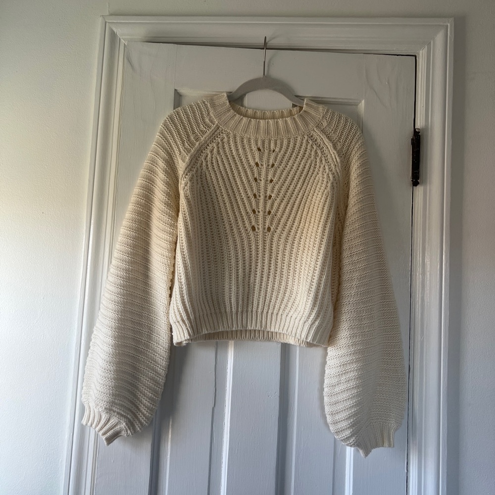 Mock Neck Puffy Sleeve Sweater